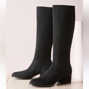 Eileen Fisher Textured Black Knee-High Boots